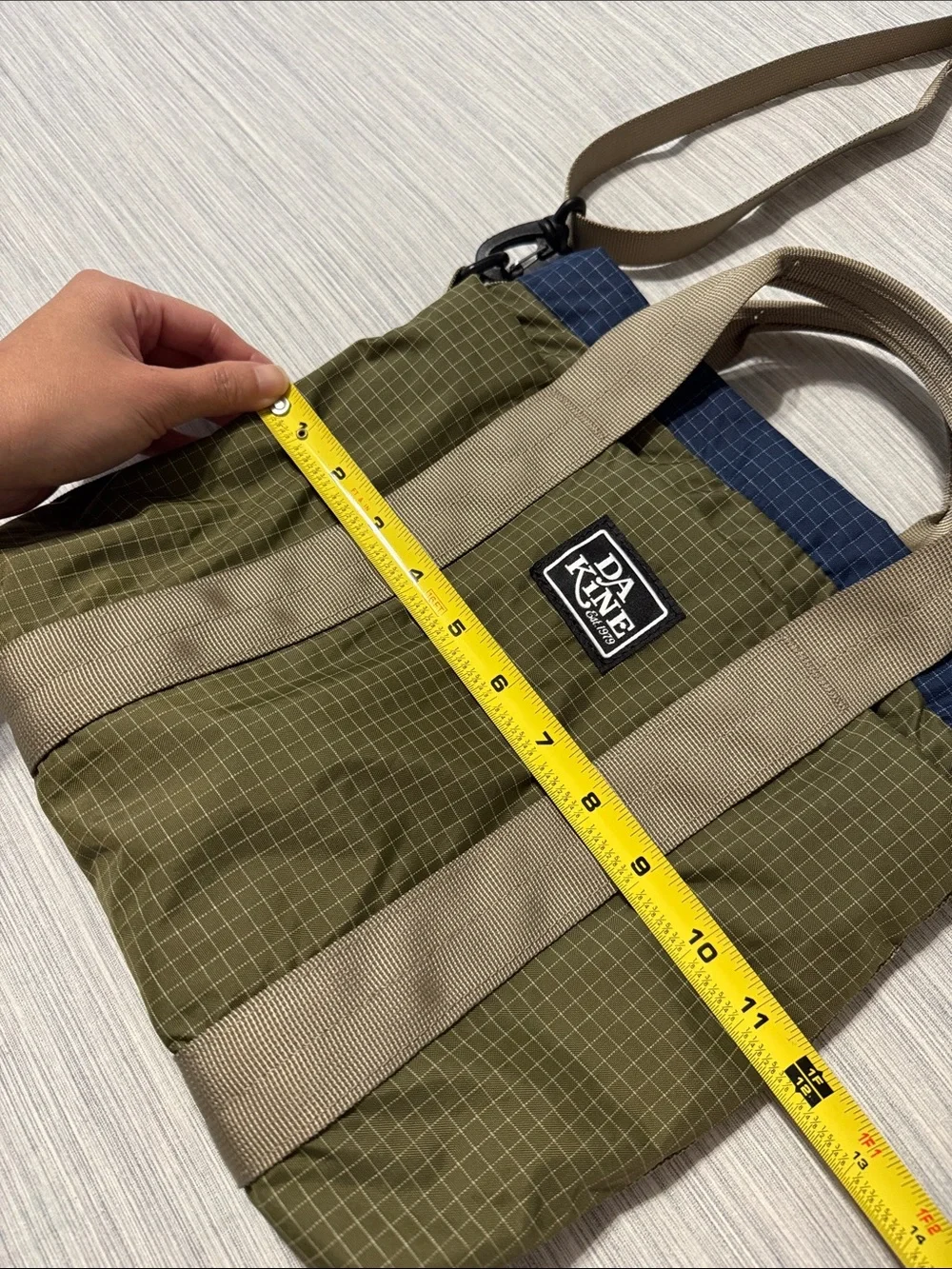 Dakine Jinx Mini Tote Bag Base Camp Ripstop Crossbody Olive Green Navy